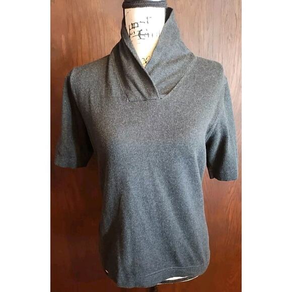 Tommy Hilfiger Sweater Womens Medium Gray Shawl Collar Pullover Short Sleeve - Picture 1 of 4